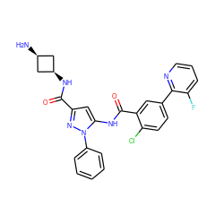 N[C@H]1C[C@@H](NC(=O)c2cc(NC(=O)c3cc(-c4ncccc4F)ccc3Cl)n(-c3ccccc3)n2)C1 ZINC001772654562