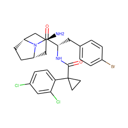 N[C@H]1C[C@@H]2CC[C@H](C1)N2C(=O)[C@H](Cc1ccc(Br)cc1)NC(=O)C1(c2ccc(Cl)cc2Cl)CC1 ZINC000254092472