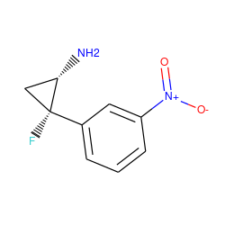 N[C@H]1C[C@]1(F)c1cccc([N+](=O)[O-])c1 ZINC001772656479