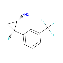 N[C@H]1C[C@]1(F)c1cccc(C(F)(F)F)c1 ZINC001772584416