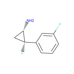 N[C@H]1C[C@]1(F)c1cccc(F)c1 ZINC001772634804