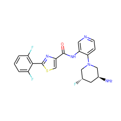 N[C@H]1C[C@H](F)CN(c2ccncc2NC(=O)c2csc(-c3c(F)cccc3F)n2)C1 ZINC000169706499