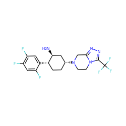 N[C@H]1C[C@H](N2CCn3c(nnc3C(F)(F)F)C2)CC[C@@H]1c1cc(F)c(F)cc1F ZINC000028821164