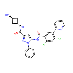 N[C@H]1C[C@H](NC(=O)c2cc(NC(=O)c3cc(-c4ccccn4)c(Cl)cc3Cl)n(-c3ccccc3)n2)C1 ZINC001772593094