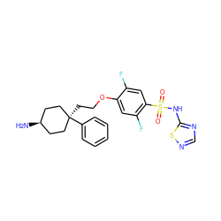 N[C@H]1CC[C@@](CCOc2cc(F)c(S(=O)(=O)Nc3ncns3)cc2F)(c2ccccc2)CC1 ZINC001772635135