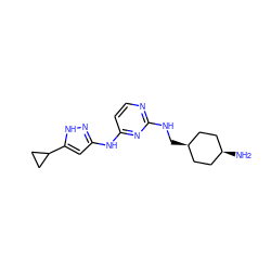 N[C@H]1CC[C@@H](CNc2nccc(Nc3cc(C4CC4)[nH]n3)n2)CC1 ZINC000473171625