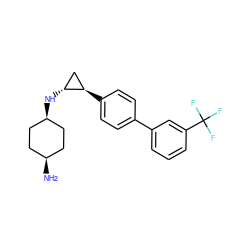 N[C@H]1CC[C@@H](N[C@@H]2C[C@H]2c2ccc(-c3cccc(C(F)(F)F)c3)cc2)CC1 ZINC001772611065