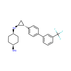 N[C@H]1CC[C@@H](N[C@H]2C[C@@H]2c2ccc(-c3cccc(C(F)(F)F)c3)cc2)CC1 ZINC000149618722