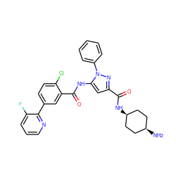 N[C@H]1CC[C@@H](NC(=O)c2cc(NC(=O)c3cc(-c4ncccc4F)ccc3Cl)n(-c3ccccc3)n2)CC1 ZINC001772642748