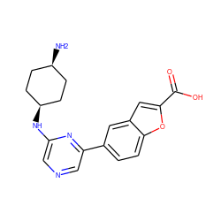 N[C@H]1CC[C@@H](Nc2cncc(-c3ccc4oc(C(=O)O)cc4c3)n2)CC1 ZINC000101419191