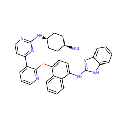 N[C@H]1CC[C@@H](Nc2nccc(-c3cccnc3Oc3ccc(Nc4nc5ccccc5[nH]4)c4ccccc34)n2)CC1 ZINC000299841294