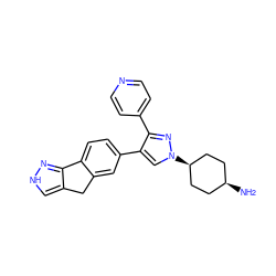 N[C@H]1CC[C@@H](n2cc(-c3ccc4c(c3)Cc3c[nH]nc3-4)c(-c3ccncc3)n2)CC1 ZINC000101417512