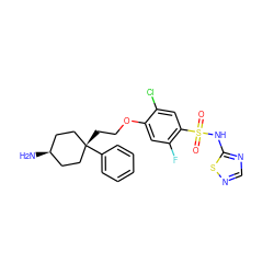 N[C@H]1CC[C@](CCOc2cc(F)c(S(=O)(=O)Nc3ncns3)cc2Cl)(c2ccccc2)CC1 ZINC001772574178
