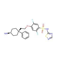 N[C@H]1CC[C@](CCOc2cc(F)c(S(=O)(=O)Nc3ncns3)cc2F)(c2ccccc2)CC1 ZINC001772624123