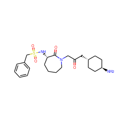 N[C@H]1CC[C@H](CC(=O)CN2CCCC[C@H](NS(=O)(=O)Cc3ccccc3)C2=O)CC1 ZINC000253691888