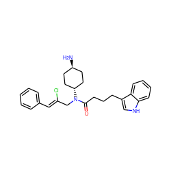 N[C@H]1CC[C@H](N(C/C(Cl)=C/c2ccccc2)C(=O)CCCc2c[nH]c3ccccc23)CC1 ZINC000253659124