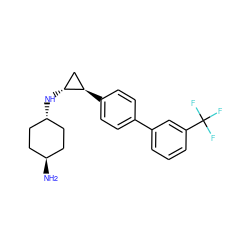 N[C@H]1CC[C@H](N[C@@H]2C[C@H]2c2ccc(-c3cccc(C(F)(F)F)c3)cc2)CC1 ZINC001772636337