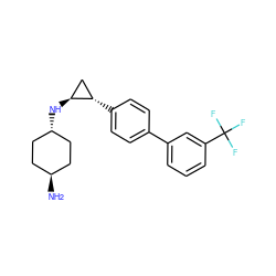 N[C@H]1CC[C@H](N[C@H]2C[C@@H]2c2ccc(-c3cccc(C(F)(F)F)c3)cc2)CC1 ZINC000150142942