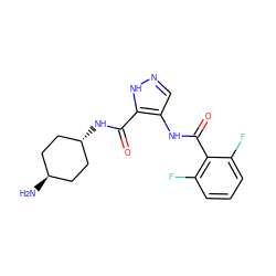 N[C@H]1CC[C@H](NC(=O)c2[nH]ncc2NC(=O)c2c(F)cccc2F)CC1 ZINC000261175395