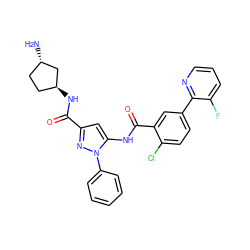 N[C@H]1CC[C@H](NC(=O)c2cc(NC(=O)c3cc(-c4ncccc4F)ccc3Cl)n(-c3ccccc3)n2)C1 ZINC001772581848