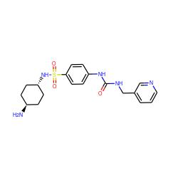 N[C@H]1CC[C@H](NS(=O)(=O)c2ccc(NC(=O)NCc3cccnc3)cc2)CC1 ZINC000261077778