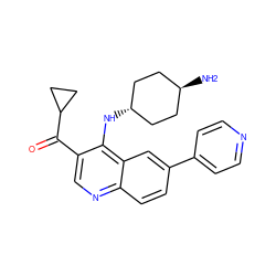 N[C@H]1CC[C@H](Nc2c(C(=O)C3CC3)cnc3ccc(-c4ccncc4)cc23)CC1 ZINC000473194963