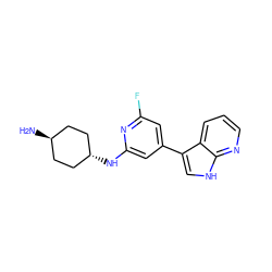 N[C@H]1CC[C@H](Nc2cc(-c3c[nH]c4ncccc34)cc(F)n2)CC1 ZINC000261137290