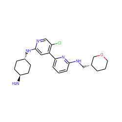 N[C@H]1CC[C@H](Nc2cc(-c3cccc(NC[C@H]4CCCOC4)n3)c(Cl)cn2)CC1 ZINC000261141590