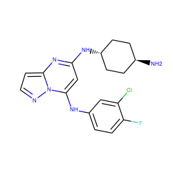 N[C@H]1CC[C@H](Nc2cc(Nc3ccc(F)c(Cl)c3)n3nccc3n2)CC1 ZINC000254094717