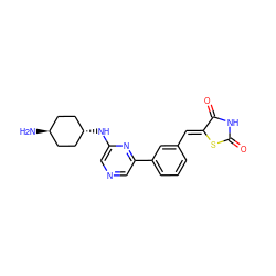 N[C@H]1CC[C@H](Nc2cncc(-c3cccc(/C=C4\SC(=O)NC4=O)c3)n2)CC1 ZINC000254079883