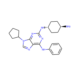 N[C@H]1CC[C@H](Nc2nc(Nc3ccccc3)c3ncn(C4CCCC4)c3n2)CC1 ZINC000257906178