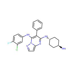 N[C@H]1CC[C@H](Nc2nc3ccnn3c(Nc3ccc(F)c(Cl)c3)c2-c2ccccc2)CC1 ZINC000254091751