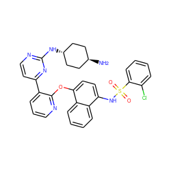 N[C@H]1CC[C@H](Nc2nccc(-c3cccnc3Oc3ccc(NS(=O)(=O)c4ccccc4Cl)c4ccccc34)n2)CC1 ZINC000299825195