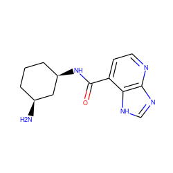 N[C@H]1CCC[C@@H](NC(=O)c2ccnc3nc[nH]c23)C1 ZINC000145232483