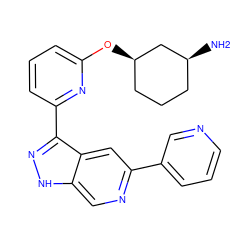 N[C@H]1CCC[C@@H](Oc2cccc(-c3n[nH]c4cnc(-c5cccnc5)cc34)n2)C1 ZINC000205259093