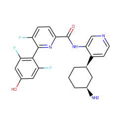 N[C@H]1CCC[C@@H](c2ccncc2NC(=O)c2ccc(F)c(-c3c(F)cc(O)cc3F)n2)C1 ZINC000168520765