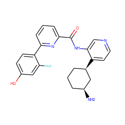 N[C@H]1CCC[C@@H](c2ccncc2NC(=O)c2cccc(-c3ccc(O)cc3F)n2)C1 ZINC000167925799