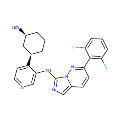 N[C@H]1CCC[C@@H](c2ccncc2Nc2ncc3ccc(-c4c(F)cccc4F)nn23)C1 ZINC000142901908