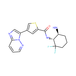 N[C@H]1CCCC(F)(F)[C@@H]1NC(=O)c1cc(-c2cnc3cccnn23)cs1 ZINC000096177975