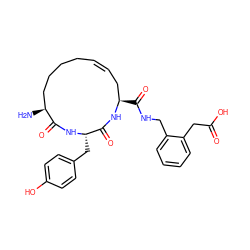 N[C@H]1CCCC/C=C/C[C@@H](C(=O)NCc2ccccc2CC(=O)O)NC(=O)[C@H](Cc2ccc(O)cc2)NC1=O ZINC000071295502