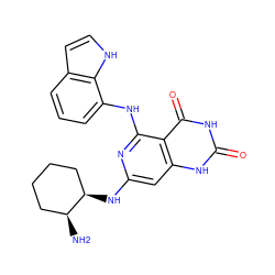 N[C@H]1CCCC[C@H]1Nc1cc2[nH]c(=O)[nH]c(=O)c2c(Nc2cccc3cc[nH]c23)n1 ZINC000169342735