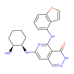 N[C@H]1CCCC[C@H]1Nc1cc2cn[nH]c(=O)c2c(Nc2cccc3occc23)n1 ZINC000147036435