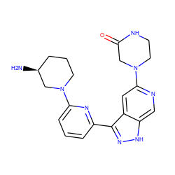 N[C@H]1CCCN(c2cccc(-c3n[nH]c4cnc(N5CCNC(=O)C5)cc34)n2)C1 ZINC000205242378