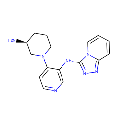 N[C@H]1CCCN(c2ccncc2Nc2nnc3ccccn23)C1 ZINC000224616447