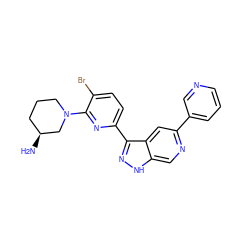 N[C@H]1CCCN(c2nc(-c3n[nH]c4cnc(-c5cccnc5)cc34)ccc2Br)C1 ZINC000205256336