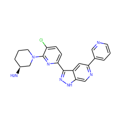 N[C@H]1CCCN(c2nc(-c3n[nH]c4cnc(-c5cccnc5)cc34)ccc2Cl)C1 ZINC000205255602