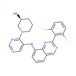 N[C@H]1CCCN(c2ncncc2Nc2cccc3cnc(-c4c(F)cccc4F)nc23)C1 ZINC000116904253