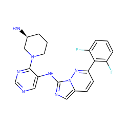 N[C@H]1CCCN(c2ncncc2Nc2ncc3ccc(-c4c(F)cccc4F)nn23)C1 ZINC000142973092