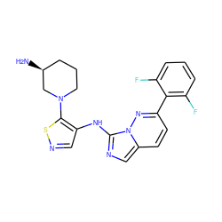 N[C@H]1CCCN(c2sncc2Nc2ncc3ccc(-c4c(F)cccc4F)nn23)C1 ZINC000144038154