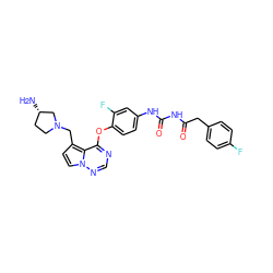 N[C@H]1CCN(Cc2ccn3ncnc(Oc4ccc(NC(=O)NC(=O)Cc5ccc(F)cc5)cc4F)c23)C1 ZINC000029040626